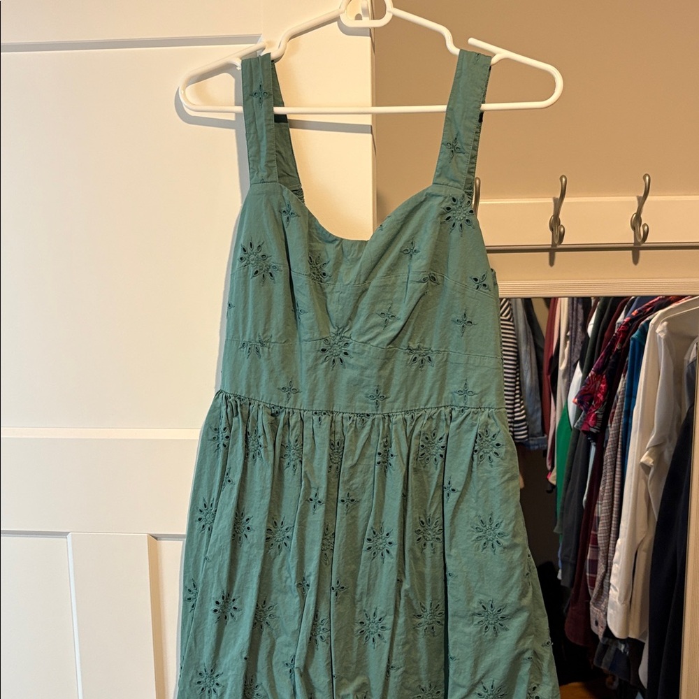 J.Crew Teal Eyelet Midi Dress - Picture 3 of 6